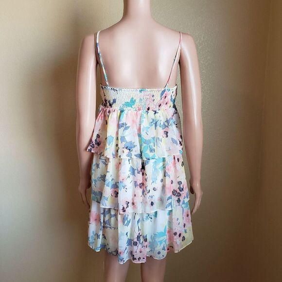 Candies Women's Pastel Floral Tiered Spaghetti Strap Dress - Picture 2 of 8